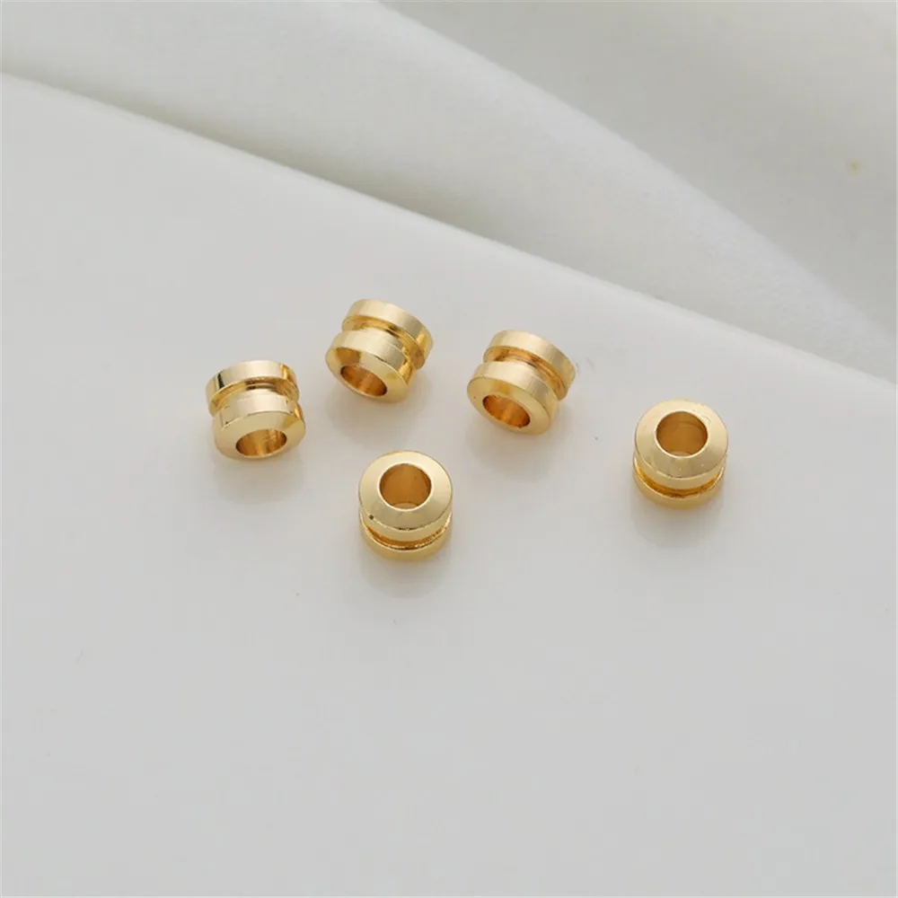 

14K золотые бусины в форме ведра, большие бусины с отверстиями, DIY браслет, ожерелье, строка, ручная работа, декоративные, 4x5 мм