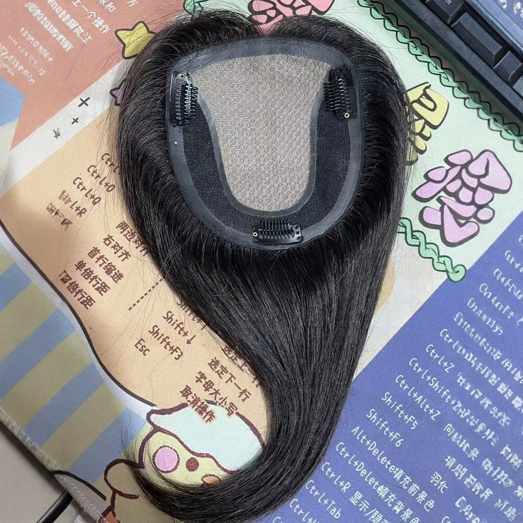 Ashely Swiss Lace All Hand-woven Human Hair Pieces Human Hair Nature Hair Extension Lace & PU Middle and Side Division Hairline