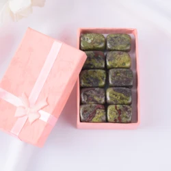 Set of 10 Natural Tumbled Healing Stones for Home Decoration and Chakra Reiki Therapy (Plum)