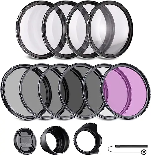

Neewer 55 мм ND/CPL/UV/FLD/Close Up Camera Filter and Lens Accessories Kit с ND2 ND4 ND8, Close Up фильтры