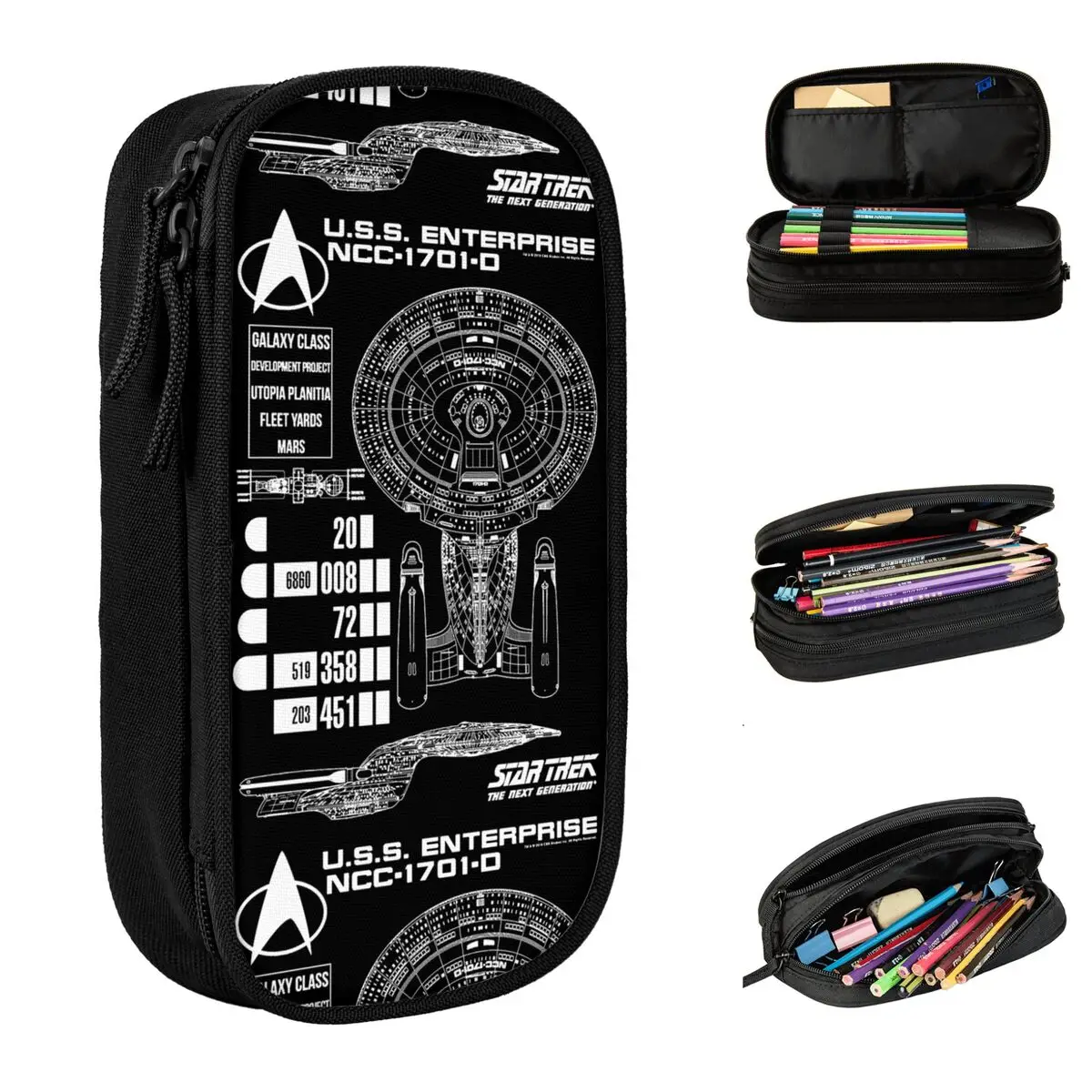 Stars Treks Pencil Cases Pen Box Bags Kids Large Storage Office Cosmetic Pencilcases