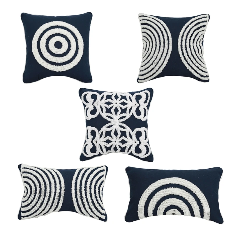

Modern Geometric Lumbar Throw Pillow for Case Nordic Woven Tufted Abstract Circle Pattern Decorative Cushion Cover