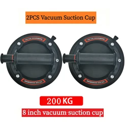 Heavy-Duty 8-Inch Air Pump Vacuum Suction Cup with Hand Pump for Lift and Magnets Handling (Type 1 Black 2PCS)