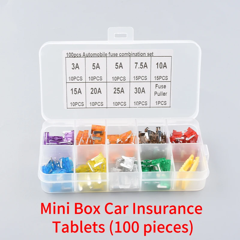 Auto-Sicherungen in Box, Sicherungseinsätze, kleine Auto-Mini-Sicherungen, mittlere Größe 2/3/5/10/15/4A-40A – Detail 2