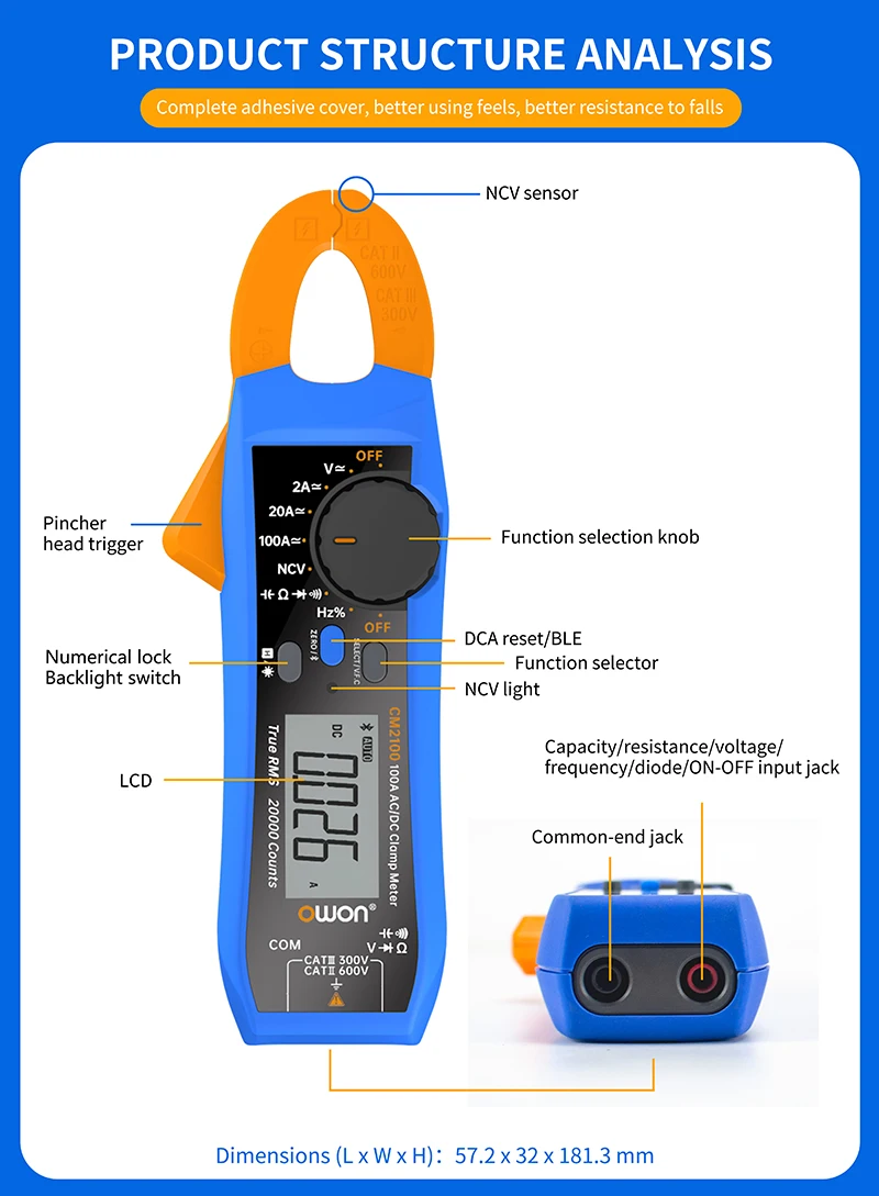 CM2100 CM2100B Digital Multimeter High-Precision 20000 Count AC/DC Current Clamp