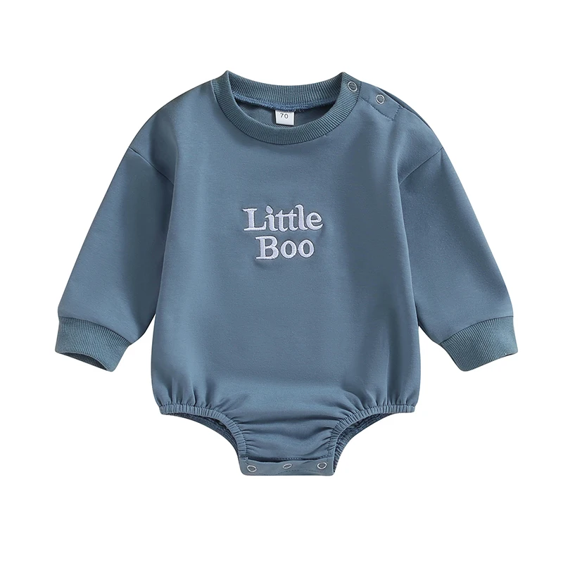 

Baby Boy Girls Oversized Sweatshirt Romper Long Sleeve Bubble Little Dude Sweater Top Fall Clothes