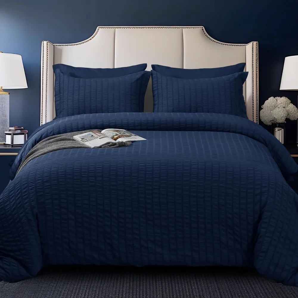 

Duvet Cover Set, Navy Blue Comforter Set 7 Pieces, Duvet Cover Set