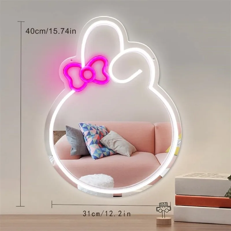 Explosive Personality Creative Led Love Mirror Neon Light Cat Makeup Mirror Acrylic Light Desk Vanity
