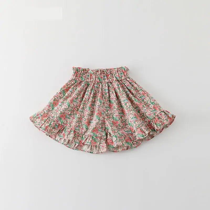 Summer Clothes Shorts For Girl's Flower Shorts 2-7 Age Fashion Popular Loose Children's Wear Small Floral Skirt Bud Short Pant
