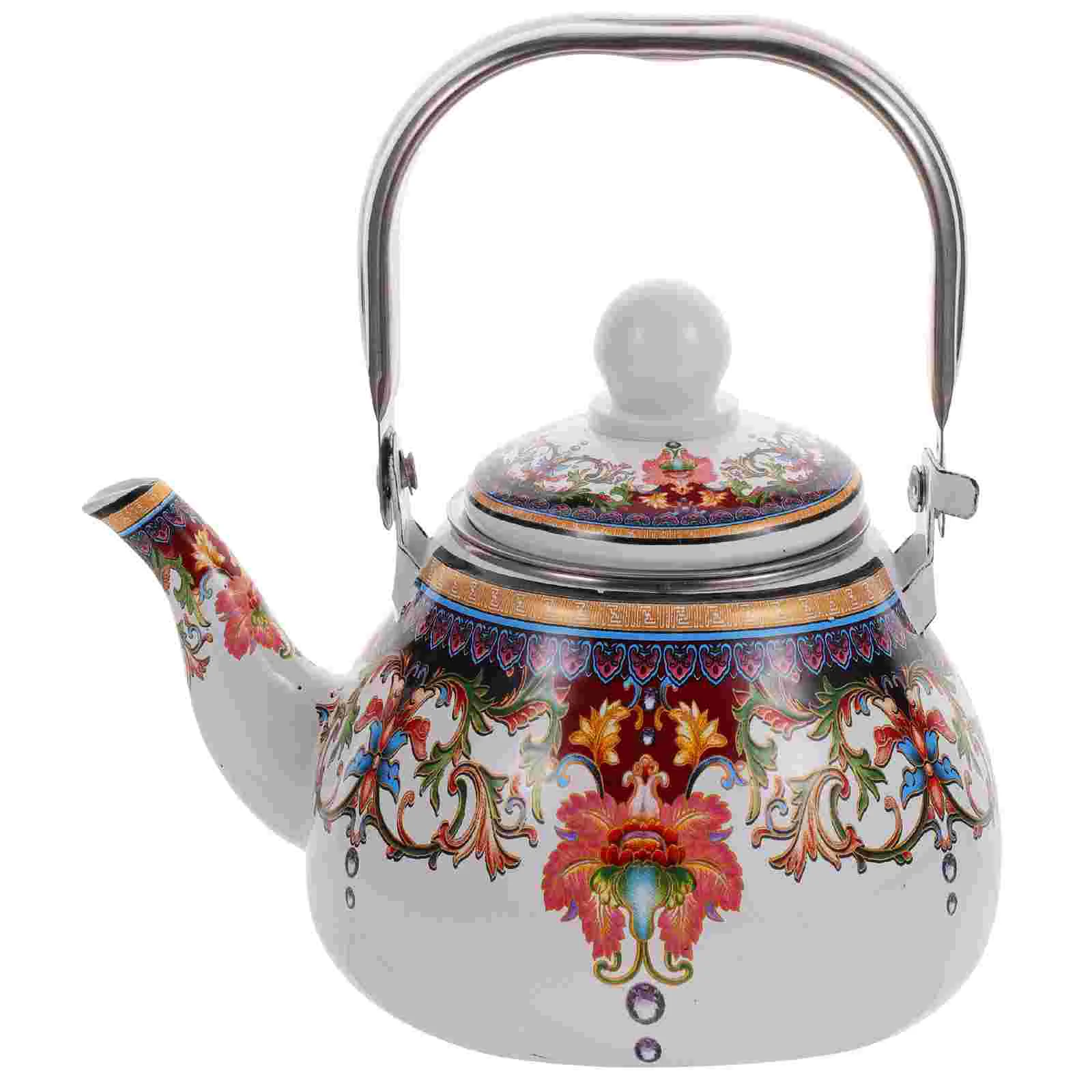 

Enamel Teapot Enameled Household Serving Camping Kettle Teakettle Essentials Retro Honk Stove