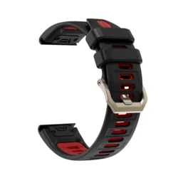 Enhanced Sports Silicone Watch Strap - QuickFit 26mm Bracelet - 26mm Fenix 8 51mm (Black red)