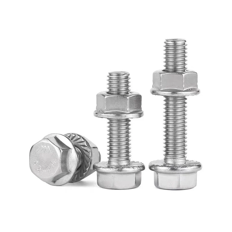 M6 M8 304 Stainless Steel Flange Hex Bolts and Nut Set Metric Thread Outer hexagon Screw with Flat & Lock Washers Assortment Kit