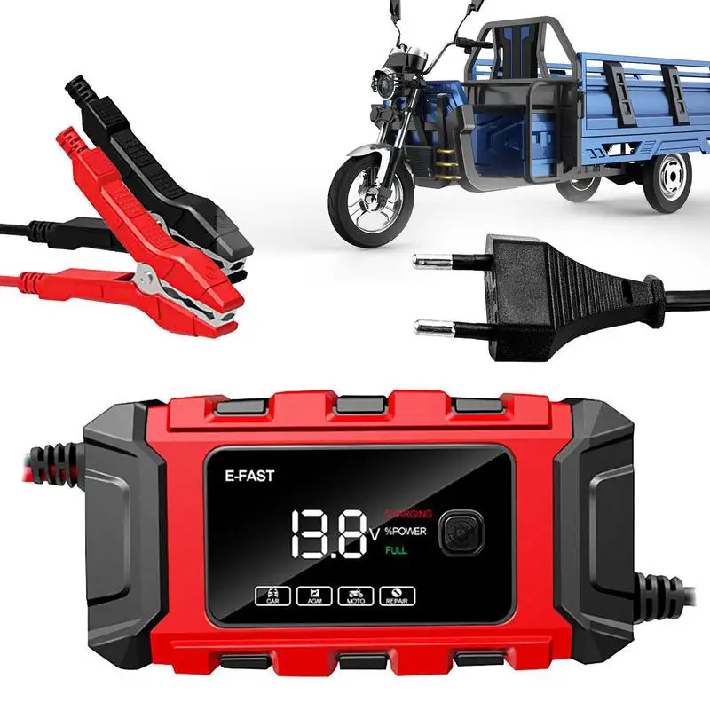 

Portable Motorcycle Battery Charger 12V Digital Display Battery Charger Power Pulse Repair Chargers For Motorcycle Rv Tricycle