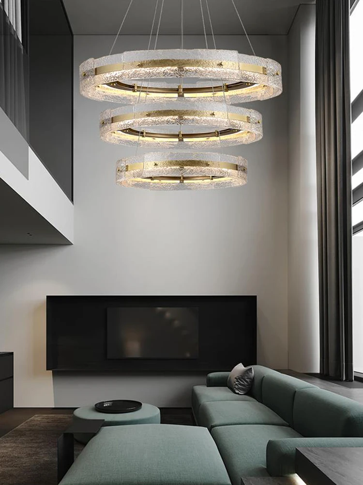 

Dimmable LED Water Wave Collection 1-3 Layer Gold Ceiling Chandelier Pendant Light Suspension Luminaire Lampen For Living Room