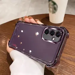 Transparent Shockproof Plating Silicone Phone Case Cover - A14 4G or A14 5G (PURPLE)