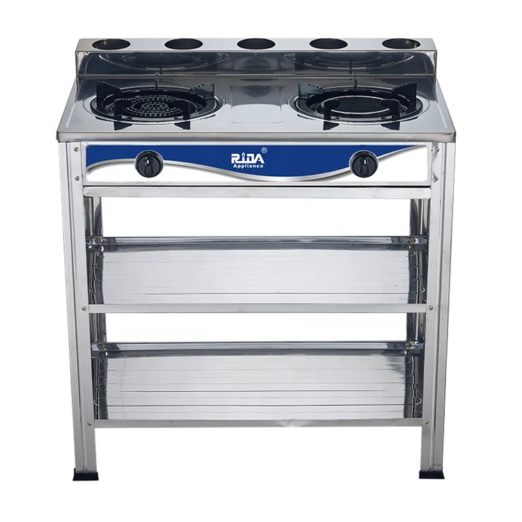 Factory Price Fast Food Restaurant Stainless Steel Infrared Home Free Stand 2 Burner Gas Stove