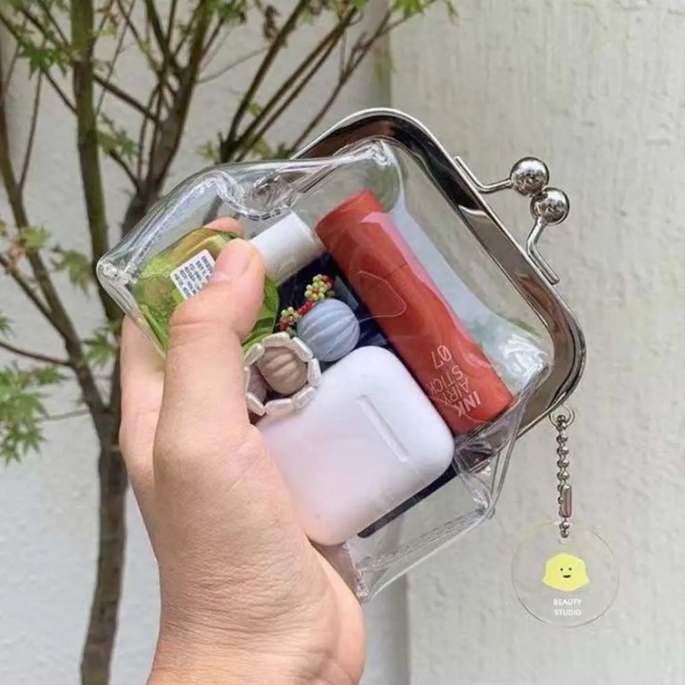 

Transparent Girl Lipstick Bag PVC Storage Bag Mini Mouth Clip Bag Mini Wallet Coin Purse Buckle Coin Bag Clutch Purse