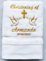AHSNME Customized Baptism Towel 70x140cm Bath Towels for Baby Christening White Towel with Name and Date 2