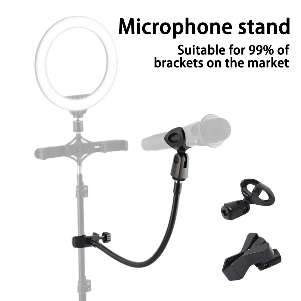 Hose Microphone Clip With Table Clip Microphone Stand For Broadcast Studio Live Broadcast Equipment Station Mic Arm Desk Mount