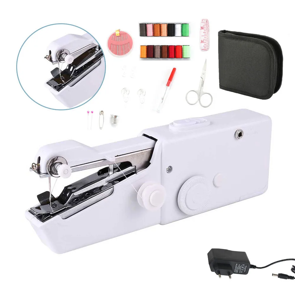 INNE Mini Hand Sewing Machine Portable Quick Fix Handy Straight Stitch Needlework Clothes Fabrics Household Electric DIY Tool