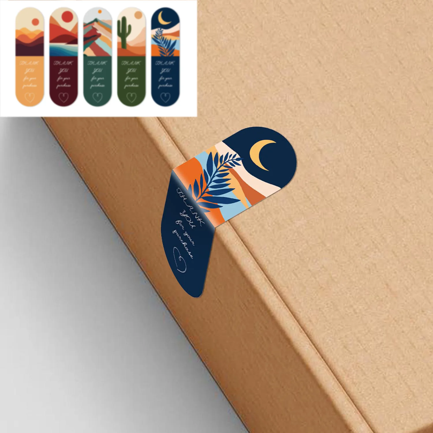 

100Pcs 7*2CM Artistic Plant Geometric Thank You Labels Stickers For Small Business Gift Package Baking Wrapping Commodity Decor