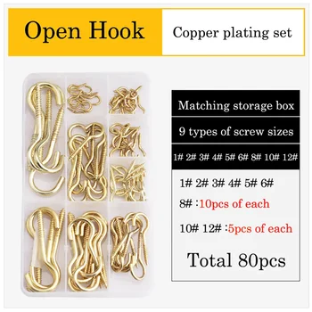Ring Question Mark Hooks Closed Sheep Eye Hook Screws Self-Tapping Screw Set For Wood Securing Steel Blue Zinc Copper Plating