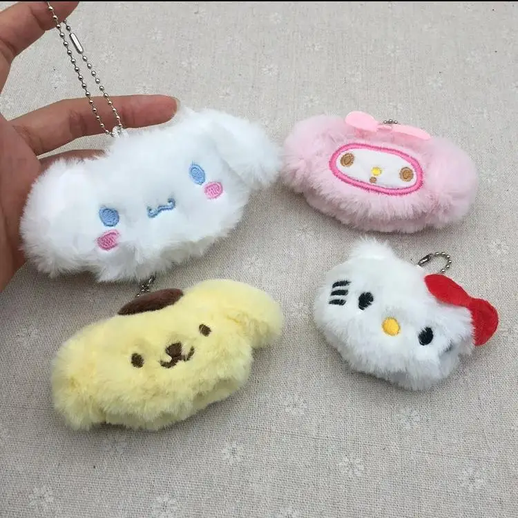 Hello Kitty Plush Keychain Sanrio Figures Cinnamon My Melody Kuromi Cute Backpack Decoration anime Doll Pendant for Girls sanrio hello kitty diy modeling rice cutter stencil anime girl curry decoration baby for mold bento tool women kitchen supplies
