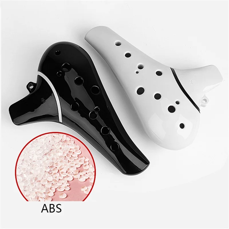 Eco-friendly ABS Resin 12 Hole Ocarina Ceramic Alto C Legend Of Ocarina Flute Style Musical Instrument For Beginner Black White