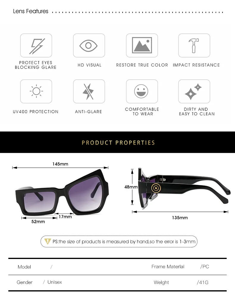 Fashion Personality Geometric Punk Sunglasses For Men Women Branding Trend Male Ladies Car Driving Unique UV Protection Glasses big sunglasses for women