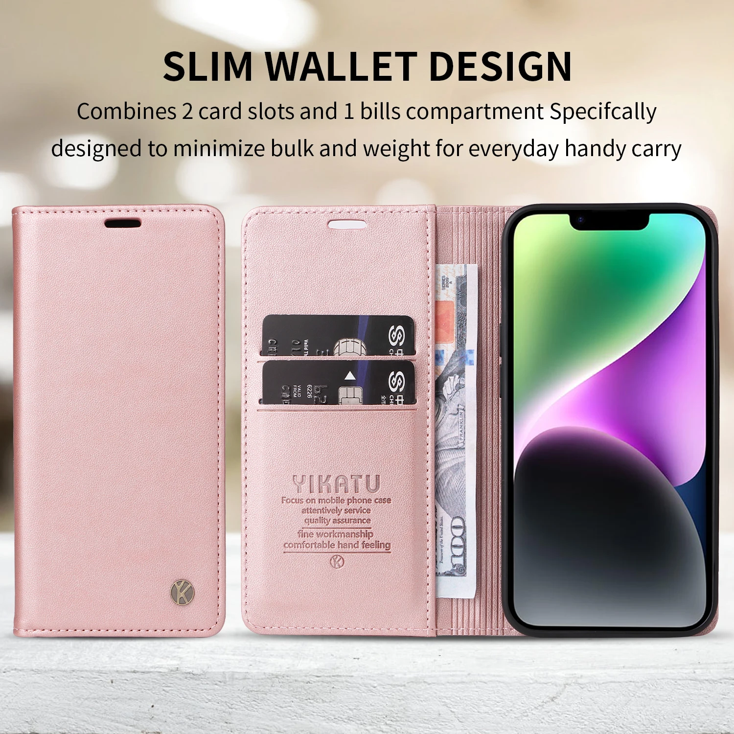 Leather Flip Wallet Phone Case with Card Slots