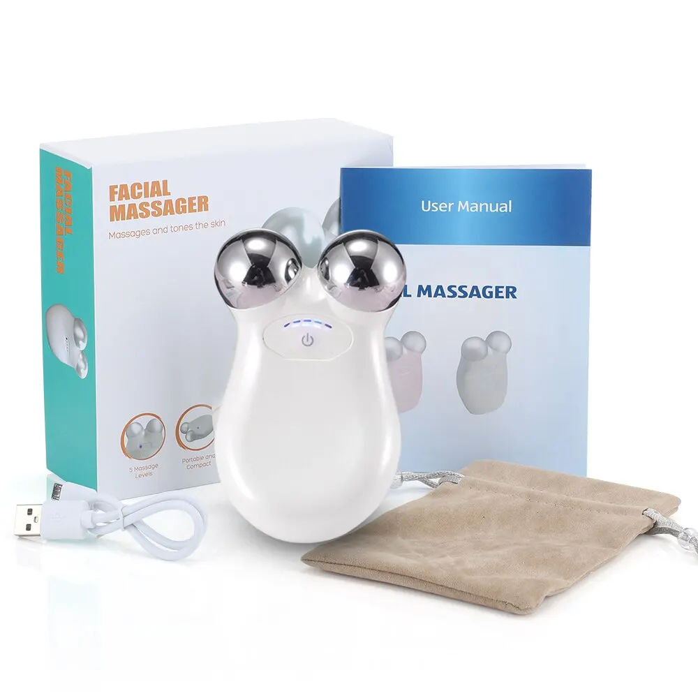 New Rechargeable Face Massager 5 Gears Electric Micro-Current 3D EMS Firming Micro Current Deedema Decree Wrinkle Skin_voghion.com