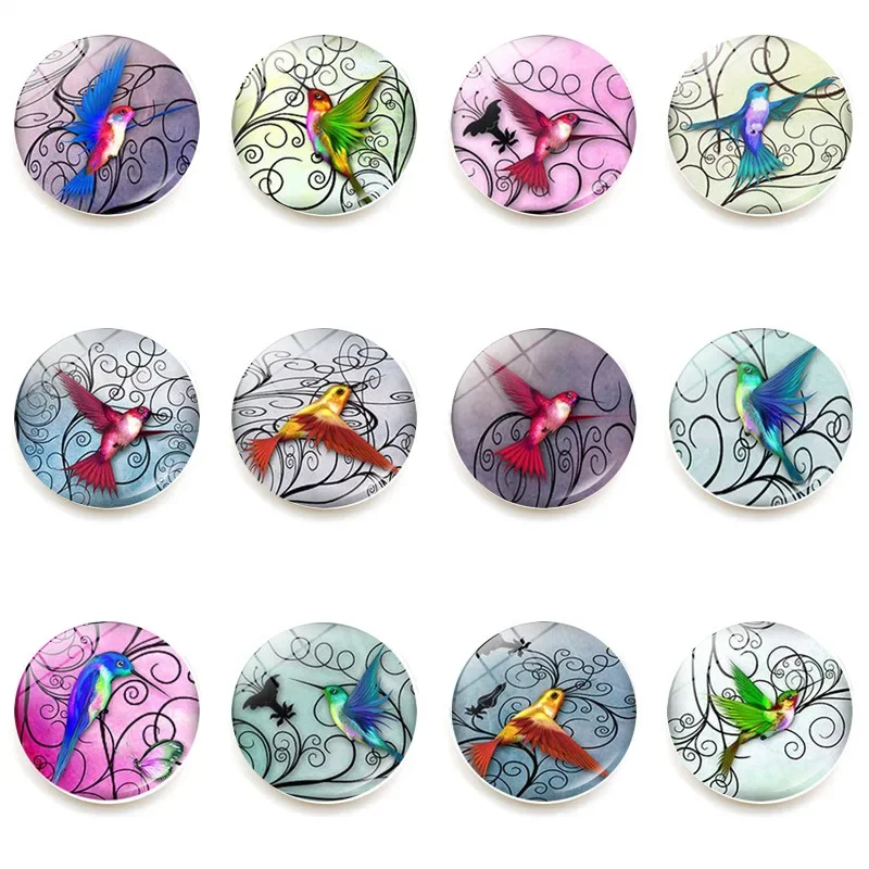 

Diameter 25mm Glass Fridge Stickers Hummingbird Fridge Magnets Home Decor Message Board Magnetic Stickers Wedding Gifts