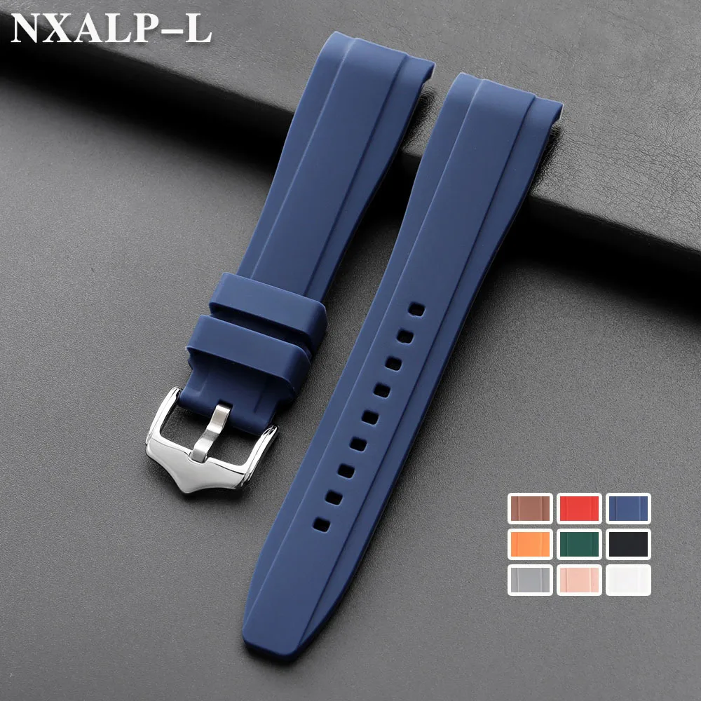 Enhanced Rubber Strap Silicone Watch Band - Waterproof Sport Bracelet with Curved End Design