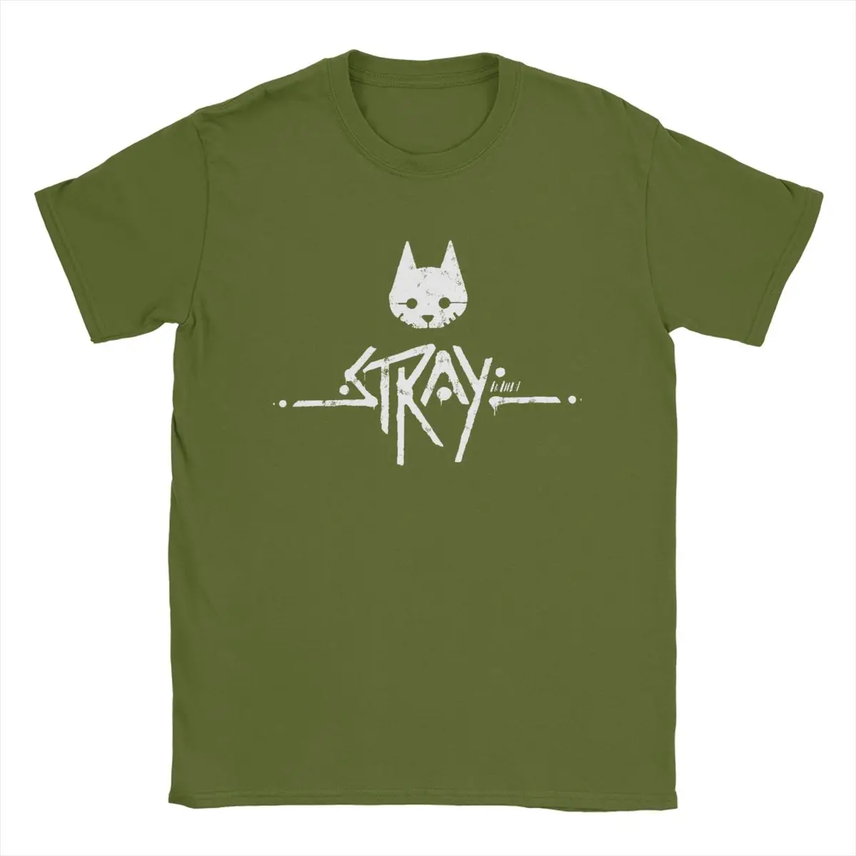 Vintage Stray Game Logo Men's T-Shirt - Pure Cotton, Round Collar, Short Sleeve, Gift Idea