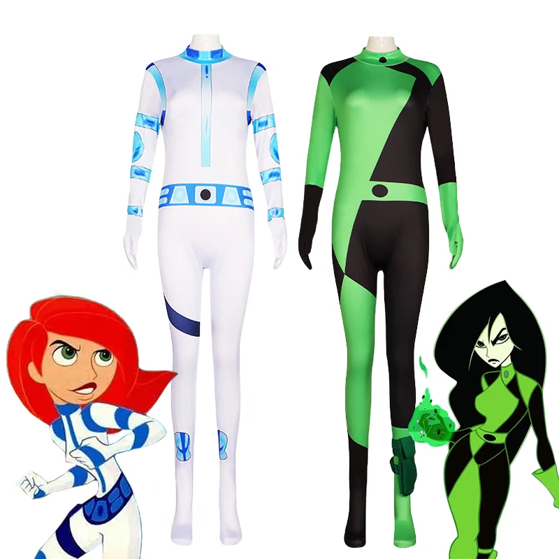 

Shego Costume Bodysuit Anime Kim Possible Shego Cosplay Costume Jumpsuits Outfits Adult Halloween Carnival Clothes for Woman