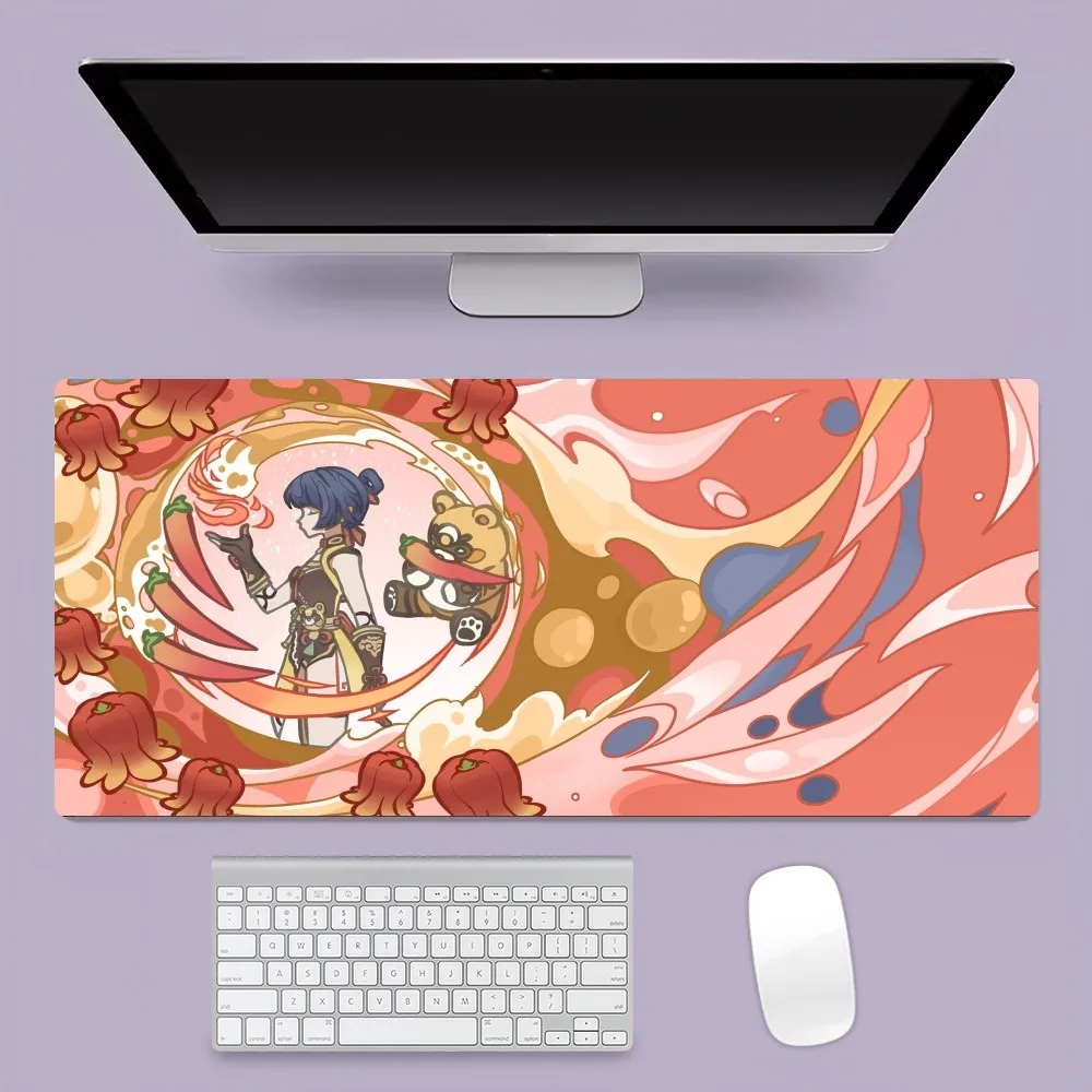 Genshin Impact Chiori Navia Caspar Mousepad Office Large Mouse Mat Keyboard Mats Rubber PC Computer Game Big Anti-slip Mice Mat 6