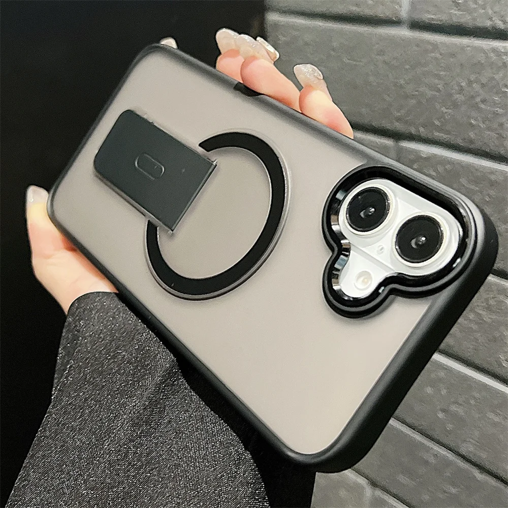 Coque de téléphone magnétique translucide mate pliable pour iPhone 16 15 14 13 12 11 Pro Max, coque arrière givrée antichoc de luxe_voghion.com