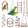 1pc Bird Cage Toys for Parrots Swing Chewing Training Toys Small Parrot Hanging Hammock Parrot Cage Bell Perch Toys Pet Supplies 1