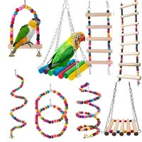 1pc Bird Cage Toys for Parrots Swing Chewing Training Toys Small Parrot Hanging Hammock Parrot Cage Bell Perch Toys Pet Supplies 1