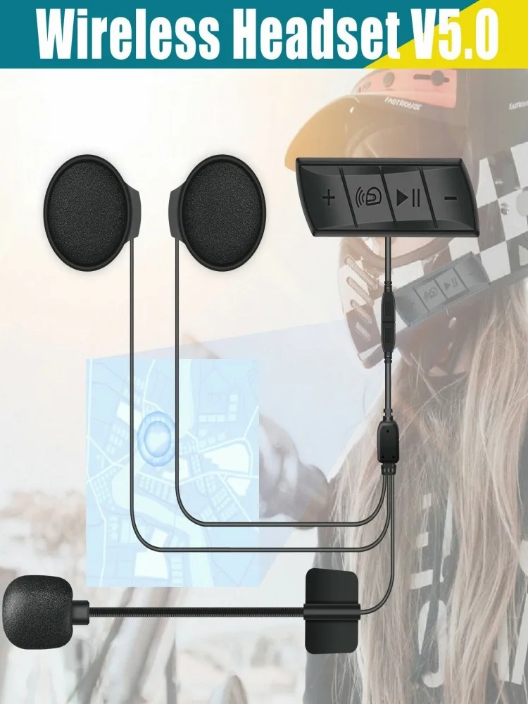 

Bluetooth-гарнитура для мотоциклетного шлема V5.0, с микрофоном