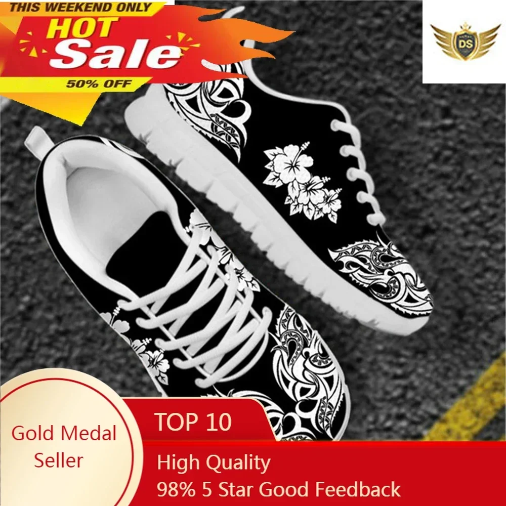 Traditional African Women Shoes Ladies Mesh Sport Shoes Floral Polynesian Design Fashion Women's Sneaker For Runing
