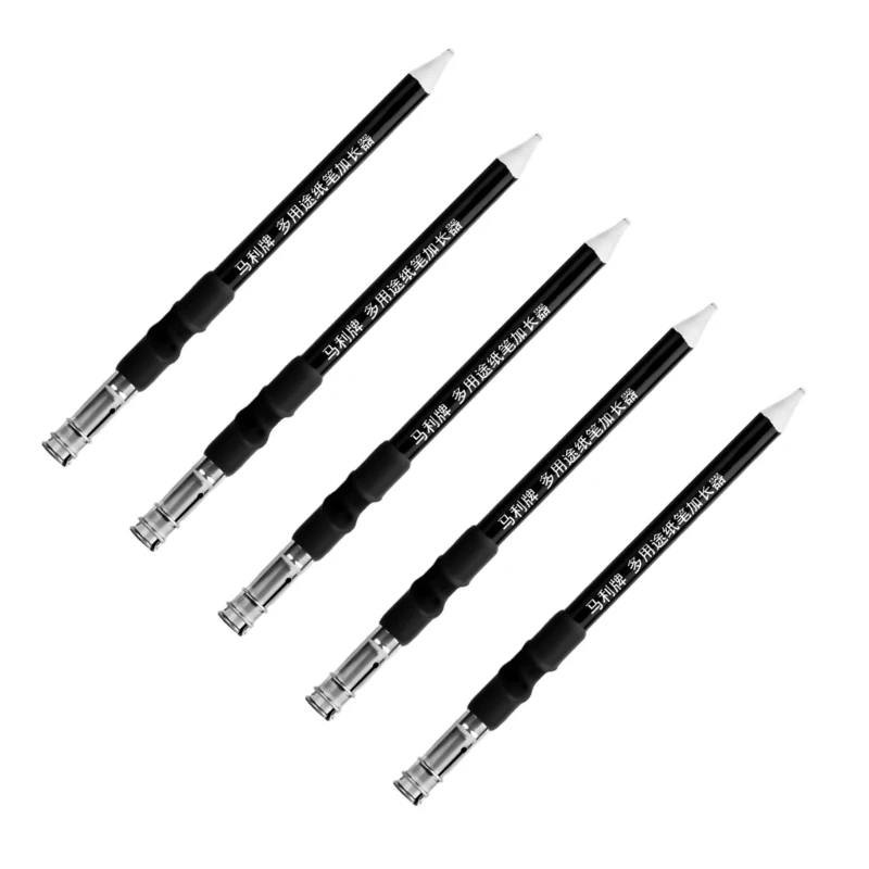 5Pcs 아트 연필 익스텐더 나무 연필 익스텐더 스케치 연필 익스텐더 금속 손잡이가있는 크레용 확장 더블 엔드