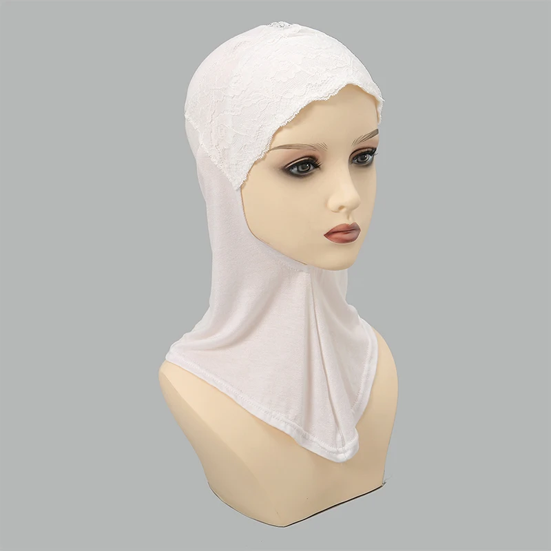 Neck Cover Underscarf Lace Cotton Hijab Caps Muslim Women Veil Ladies Hijabs Scarf Turban Fashion Bonnet for Women Inner Cap fashion printed turban hat cotton baotou cap muslim stretch head scarf turban bonnet women inner hijabs chemotherapy underscarf