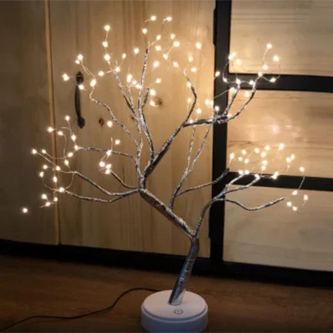 

Romantic Mini Christmas Tree 36/60/108 LED Touch Night Light USB/Battery Powered Copper Wire Garland Fairy Table Lamp Gift