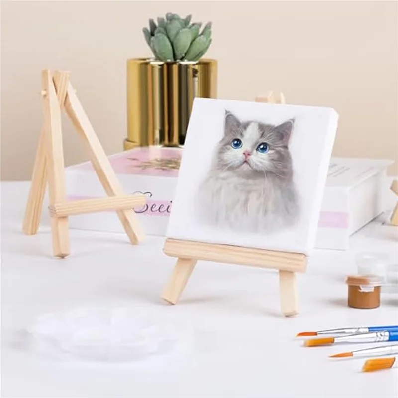Mini cavalletto da esposizione in legno da 36 pezzi, piccolo cavalletto in legno per piccoli supporti per tela, artigianato per - immagine 5