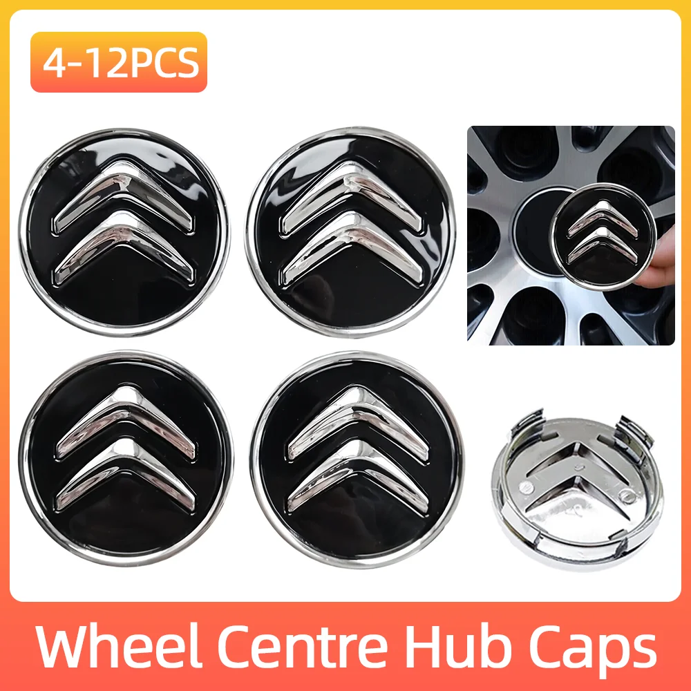Wheel Hub Covers 4/8/12pcs Genuine 60MM Alloy Wheel Center Cap Replacement for Citroen Most Model Caps Auto Decoration