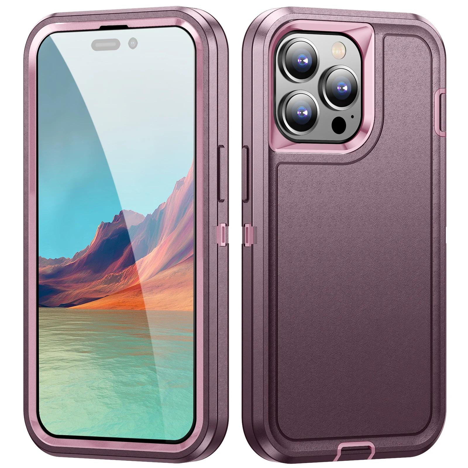 thumbnail image 1 of Funda protectora 3 en 1 a prueba de golpes Defend Armor para iPhone 11 12 13 14 15 Plus 16 Pro Max 7 8 SE 2022 Xs XR con marco de plástico y carcasa trasera de TPU, 1 of 5