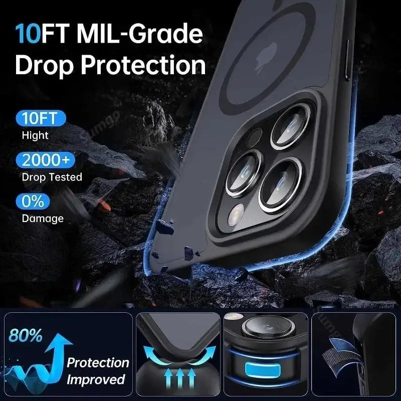 Luxury Matte Magnetic For Magsafe Translucency Case For iPhone16 15 14 13 12 11 Pro Max 14 Plus Wireless Charge Shockproof Cover