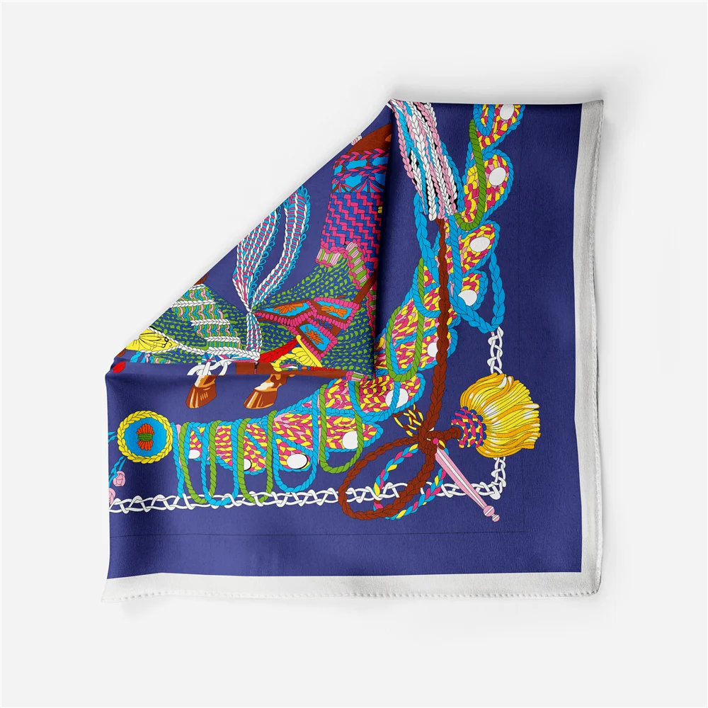 53 cm Luxus Quadrat Schal Marke Design Seide Frauen Schal Bandana Stirnband Mode Timpanist Hijab Halstuch 2024 Neue – Detail 9