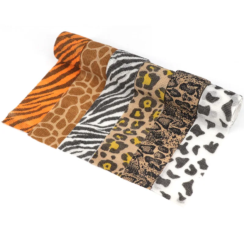 Animal Print Self-Adhesive Tattoo Elastic Bandage - Versatile Sports Wrap Tape for First Aid and Pet Care